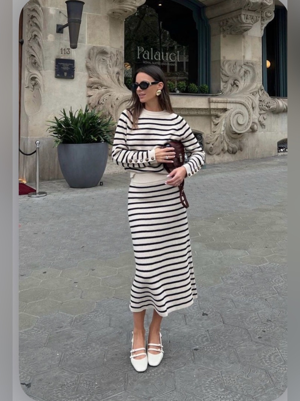 NWT Sezane Sami Striped Crewneck in Cream & Black pull sweater